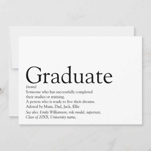 Invitation Définition de diplômé moderne Fête de fin d'études (Devant)