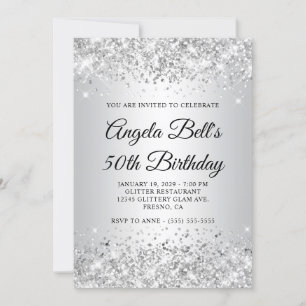 Invitation Dégradé Argent Pailleté 50e Anniversaire