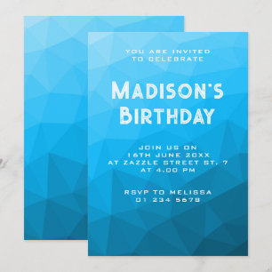 Invitation Dégradé cyan bleu maille géométrique Triangle fête