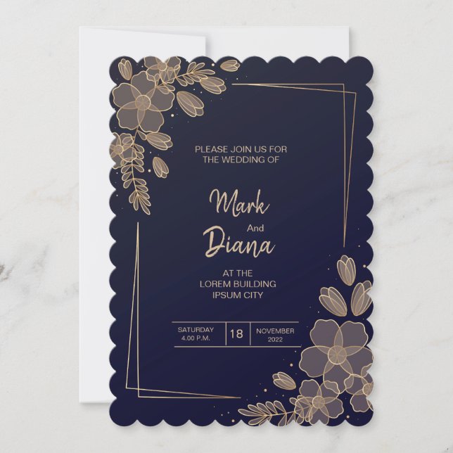 Invitation dégradé or-floral-mariage-invitation (Devant)
