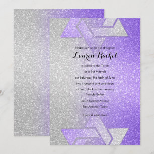 Invitation Dégradé Pailleté de Bat Mitzvah Violet