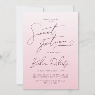 Invitation Dégradé Rose Poudré Élégant Écriture pour un Sweet