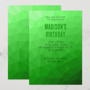 Invitation Dégradé vert clair motif lumineux de maille géomét
