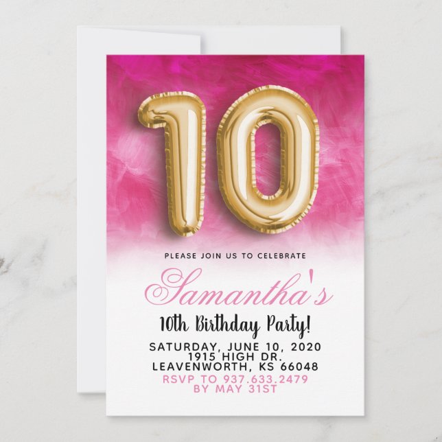 Invitation dégradée pour 10e anniversaire (Devant)