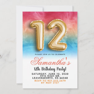 Invitation dégradée pour 12e anniversaire