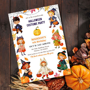 Invitation Déguisement de citrouille mignon pour fête d'anniv