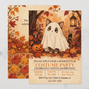 Invitation Déguisement de fantôme de chaton Halloween fête d'
