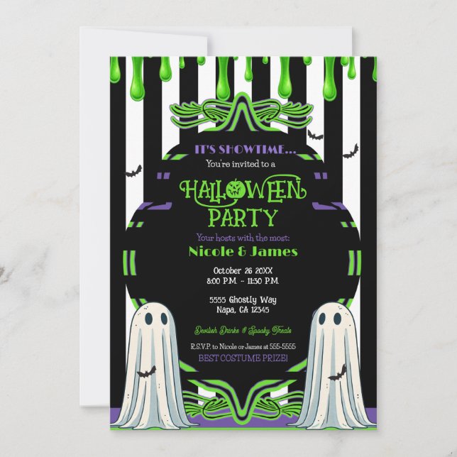 Invitation Déguisement de fantôme Halloween Slime Vert Soirée (Devant)