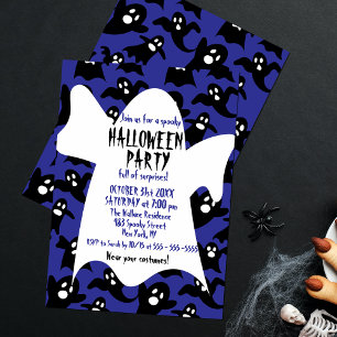 Invitation Déguisement de fantôme mignon bleu pour enfants po