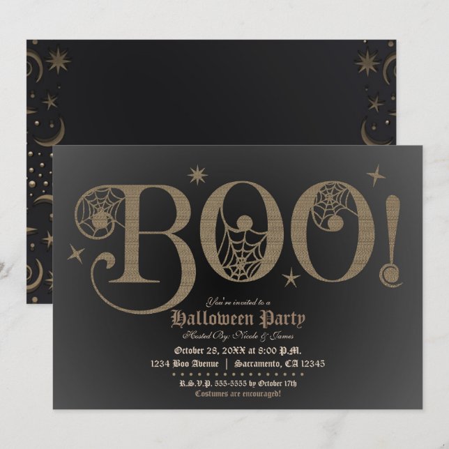 Invitation Déguisement de fête d'Halloween élégant rustique m (Devant / Derrière)