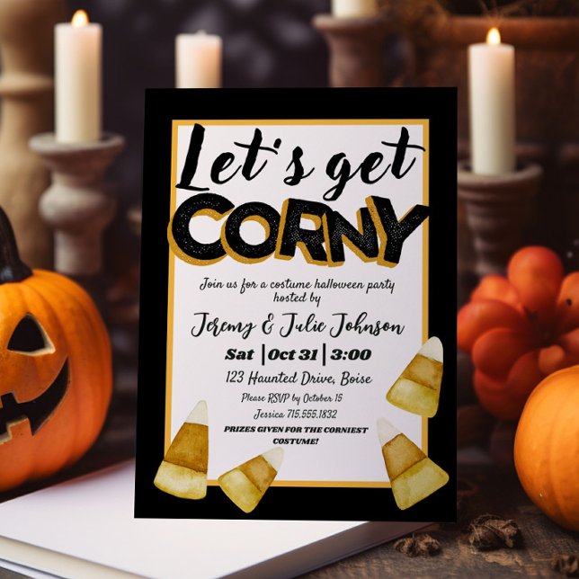 Invitation Déguisement de fête drôle d'Halloween "Get Corny"  (Créateur téléchargé)