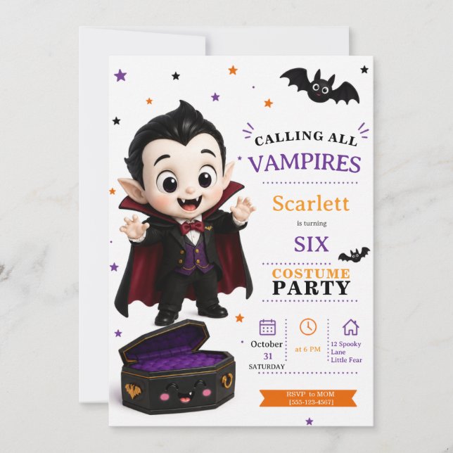 Invitation Déguisement de petit vampire - Anniversaire Hallow (Devant)