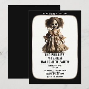 Invitation Déguisement de poupée hantée pour soirée d'Hallowe