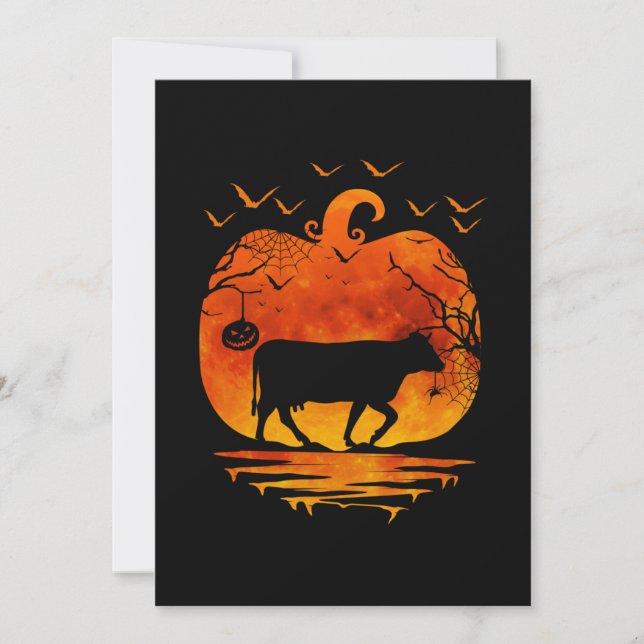 INVITATION DÉGUISEMENT DE VACHE POUR HALLOWEEN CITROUILLE SAI (Devant)