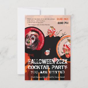Invitation Déguisement de zombie Halloween drôle pour cocktai