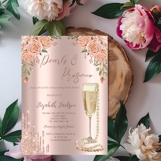 Invitation Dégustation de prosecco et perles pour mariage  (Créateur téléchargé)