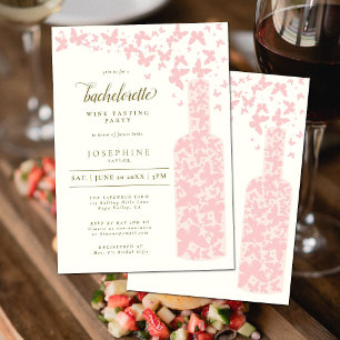 Invitation Dégustation de vin Bachelorette Party Papillons Bl