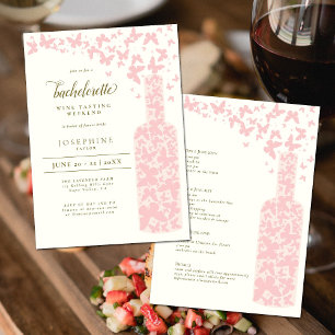 Invitation Dégustation de vin Bachelorette Weekend Papillons 