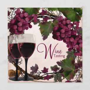 Invitation Dégustation de vin de raisins verts rouges vintage
