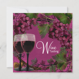 Invitation Dégustation de vin de raisins verts rouges vintage