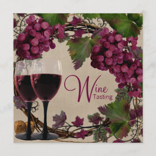 Invitation Dégustation de vin de raisins verts rouges vintage