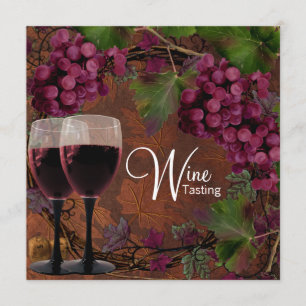 Invitation Dégustation de vin de raisins verts rouges vintage