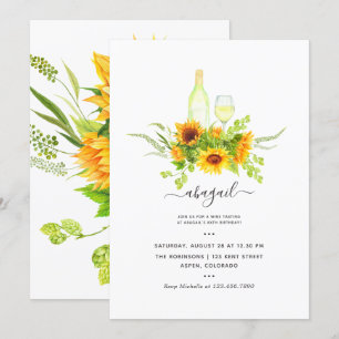 Invitation Dégustation de vin de tournesol fête d'anniversair