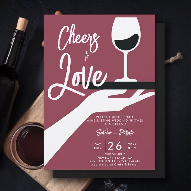 Invitation Dégustation de vin Elégant vin Décontracté Couple  (couple shower invitation wedding wine tasting winery casual engagement coed)