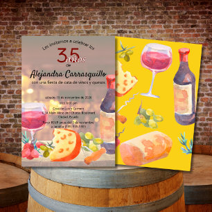 Invitation Dégustation de vin et de fromage amusante espagnol