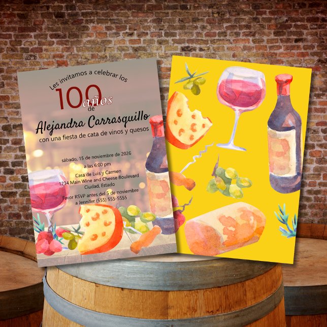 Invitation Dégustation de vin et de fromage amusante espagnol (Créateur téléchargé)