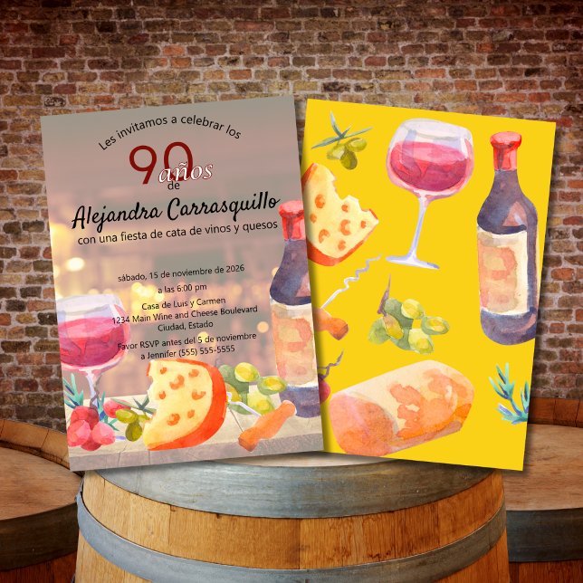 Invitation Dégustation de vin et de fromage Spanish Chic 90e  (Créateur téléchargé)