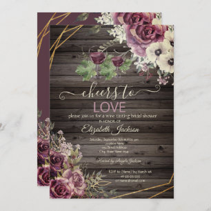 Invitation Dégustation de vin Fleurs Bourgogne Fête des marié