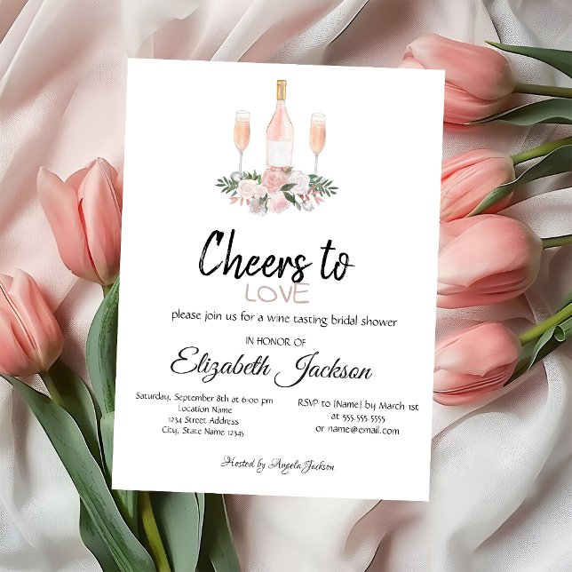 Invitation Dégustation de vin Fleurs Rose Gold Baby Shower de (Créateur téléchargé)