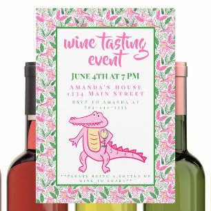 Invitation Dégustation de vin Preppy Alligator