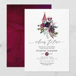 Invitation Dégustation de vin rouge Bourgogne Mariage en Rose