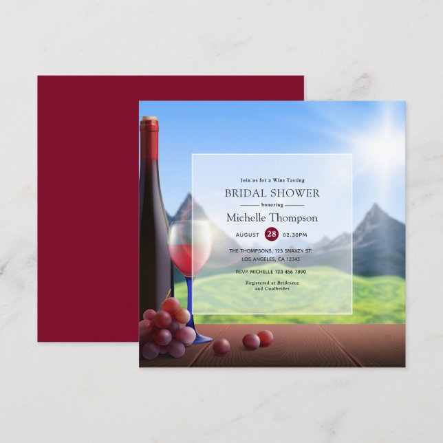 Invitation Dégustation de vin rouge de Bourgogne pour enterre (Devant / Derrière)