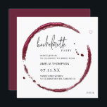Invitation Dégustation de vin rouge Week-end Bachelorette Par<br><div class="desc">Fun Vin Stain Bachelorette Fête Invitation | Peut être entièrement customisé pour répondre à vos besoins - les couleurs et les polices peuvent être changées pour correspondre à votre thème. © Gorjo Designs. Fait pour vous via la plateforme Zazzle. // Besoin d'aide pour customiser votre design ? Vous avez d'autres...</div>