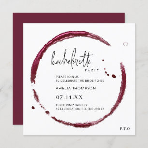 Invitation Dégustation de vin rouge Week-end Bachelorette Par