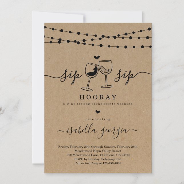 Invitation Dégustation De Vins Bachelorette Week-End Itinérai (Devant)