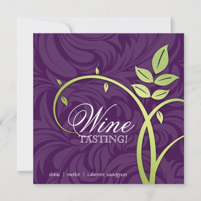 Invitation Dégustation De Vins Purple Green Leaf Marketing (Devant)