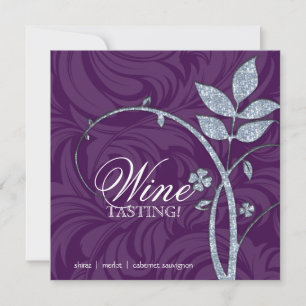 Invitation Dégustation De Vins Purple Silver Parties scintill