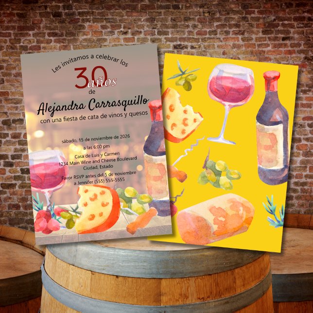 Invitation Dégustation espagnole de vin et de fromage 30ème a (Créateur téléchargé)