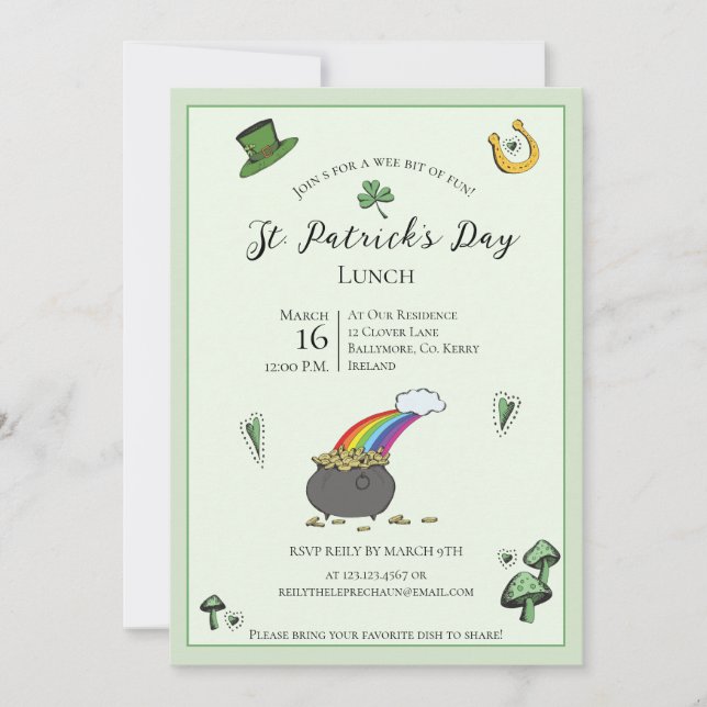Invitation Déjeuner amusant de la Saint-Patrick avec bénédict (Devant)
