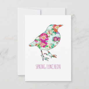 Invitation Déjeuner annuel Whimsical Floral Bird