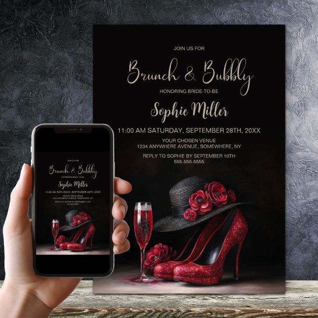 Invitation Déjeuner avec des chaussures à talons hauts rouges (Créateur téléchargé)