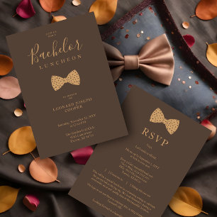 Invitation Déjeuner Brown Gold Fun Pois Bow Bachelor