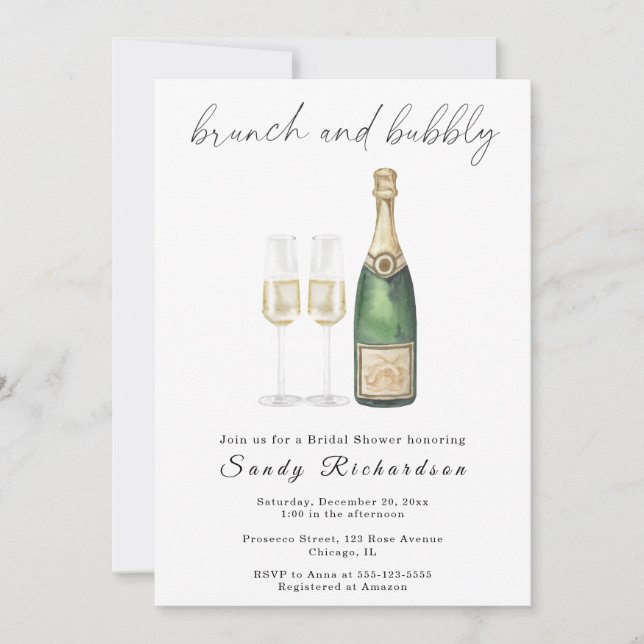 Invitation Déjeuner champagnisé et douche de mariée pétillant (Devant)