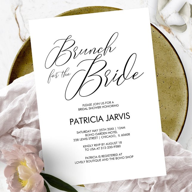 Invitation Déjeuner chic avec écriture pour la mariée Baby Sh (Créateur téléchargé)
