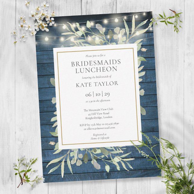 Invitation Déjeuner d'affaires avec Bridesmaids Rustic Greene (Créateur téléchargé)