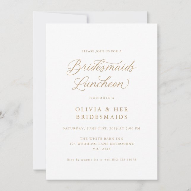 Invitation Déjeuner d'affaires de Bridesmaitres Gold Elegant  (Devant)